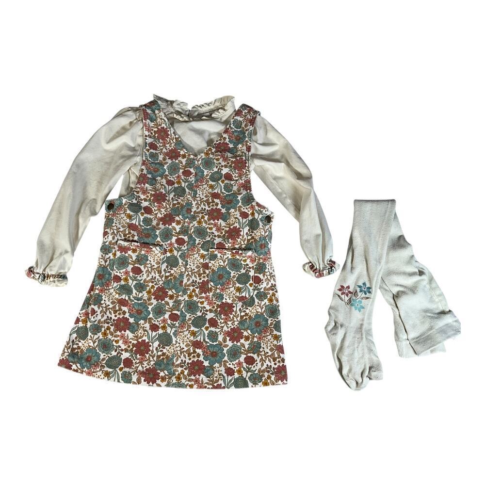 Tommy Bahama Kids Size 6 Corduroy Floral Jumper Dress Set 3-Piece Fall Outfit - Picture 9 of 9